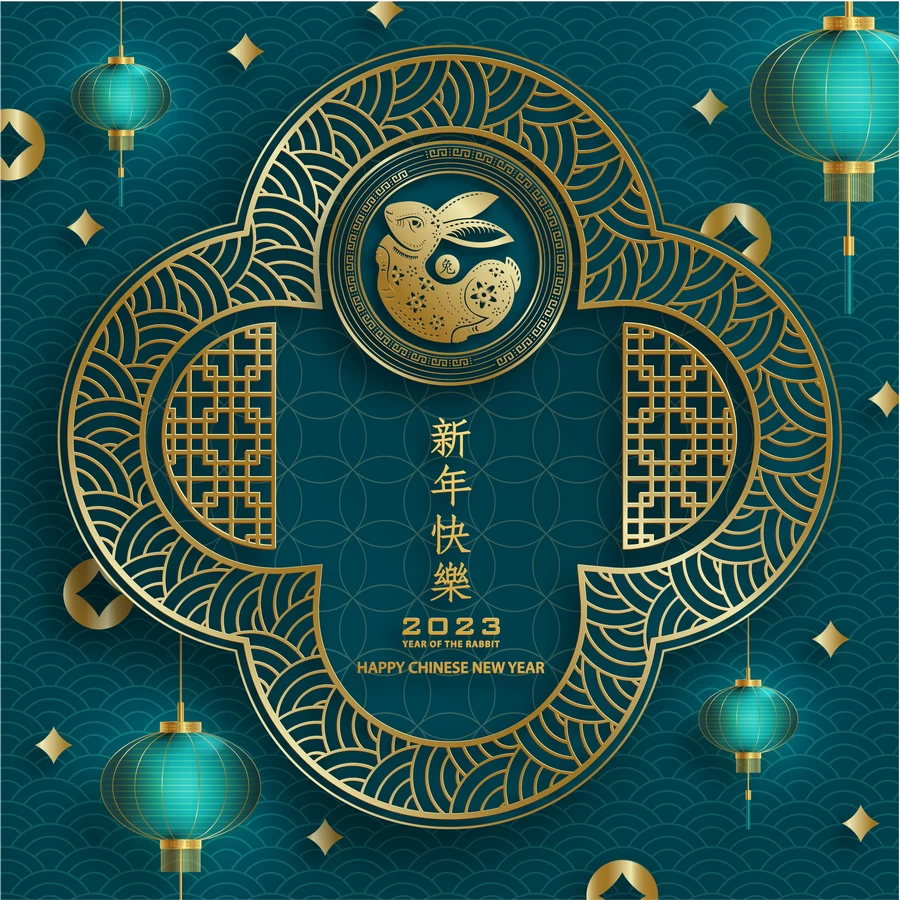 2023兔年中国风新年春节剪纸风节日宣传插画海报背景展板AI素材【145】